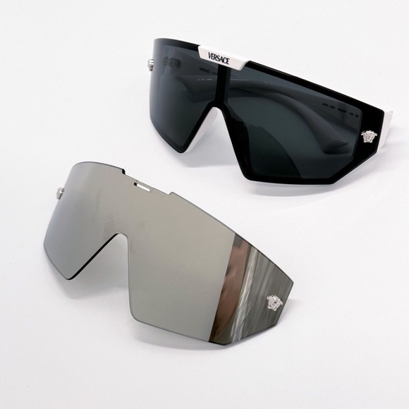 NEW VERSACE SHIELD SUNGLASSES MOD 4461 314/87 GREY BLACK VE4461 31487 OVERSIZED - Picture 4 of 9